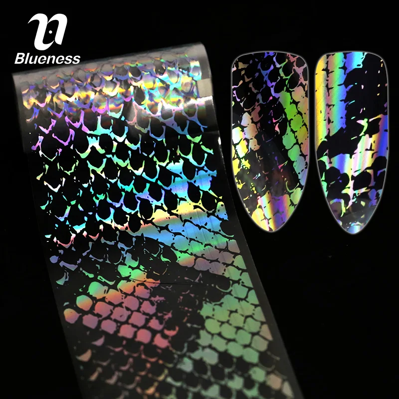 

Blueness 1Roll Snake Skin Design Laser Holographic Nails Art Transfer Foil Stickers Nail Adhesives Decorations Supplies Decals