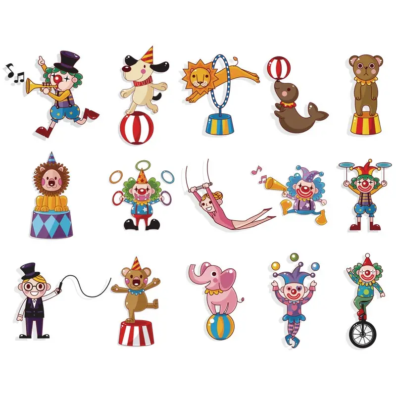 

Adorable Circus Cartoon Patches Kid T-shirt Hoodies Heat Transfer For Clothes Diy New Design Washable Iron Patch Y- 171