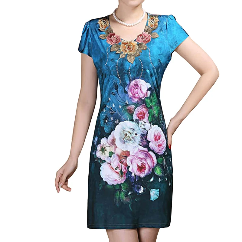 Летнее женское платье размера плюс XL ~ 4XL 5XL 2019 Повседневное из искусственного