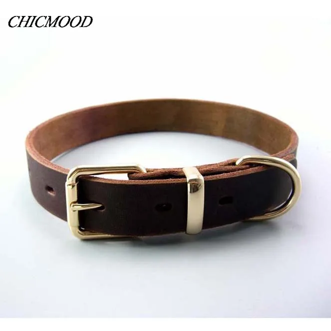 

2017 New Genuine Cow Leather Dog Collar Alloy Buckle High quality Adjustable Pet Collars Small Large Dogs Supplies