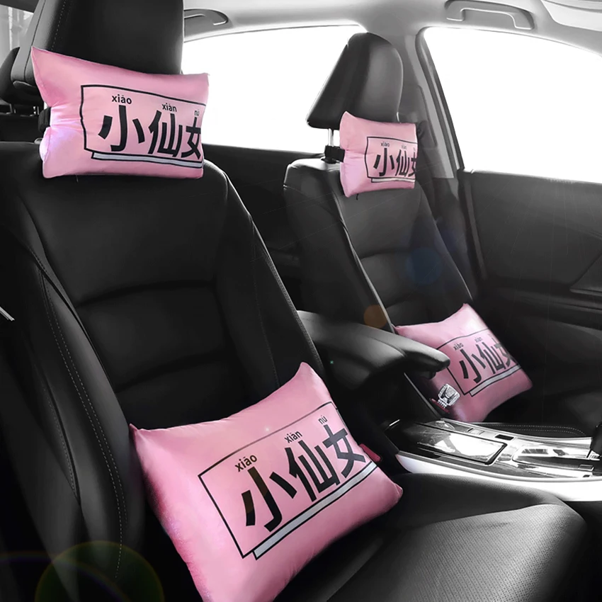 

Headrest Pillow Car Neck Pillows Auto Seat Neck Head Rest Support Cushion Pink Fairy Style Car Accessories for Girls