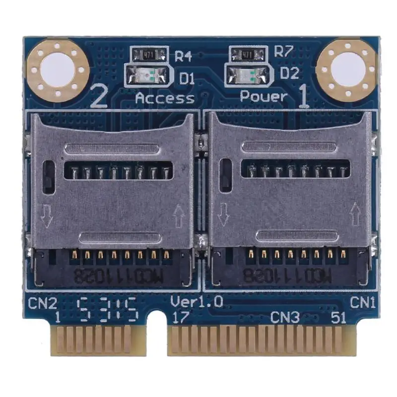 

Mini PCI-E Express Memory Card Reader Adapter PCI-E to Dual TF SDHC SDXC Reader Converter PCI-E to TF Card Adapter