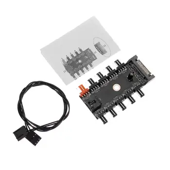 

SATA Port Powered 11 Way 4pin Cooling Fan Power Cable Extender Hub With double sided EVA sticker for PC 4pin fans