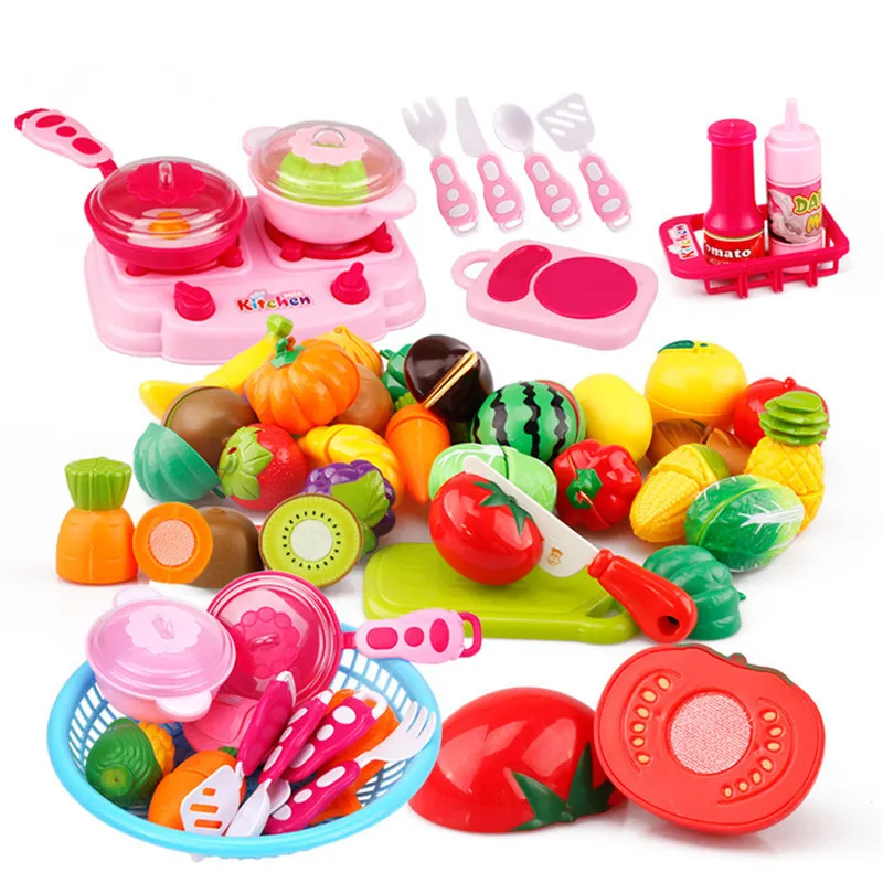 

27PCS New Children Pretend Play Toys Cutting Cooking Kitchen Fruit and Vegetable Pretend Play Educational Toys for Kids Girls