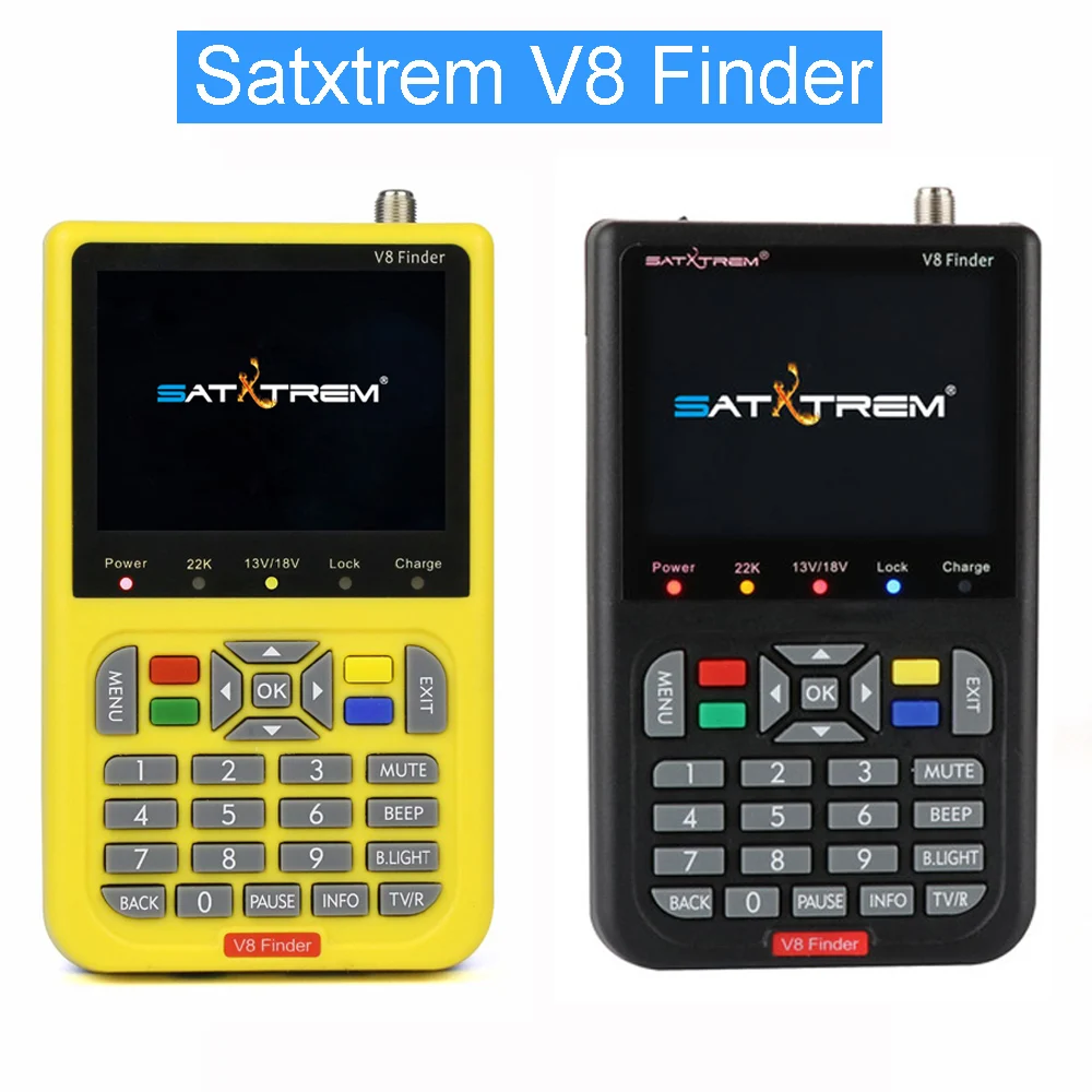 

SATXTREM V8 Finder DVB-S2 High Definition Satellite Finder MPEG-4 DVB S2 Satellite Meter Full 1080P FTA Sat finder 3.5 inch LCD