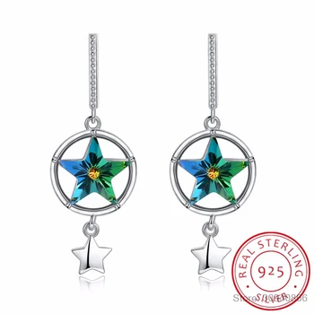 

SMTCAT Genuine Crystals From Drop Earrings S925 Sterling Silver Stars Dangle Earrings For Women Fine Jewelry