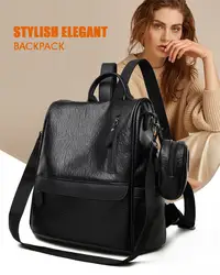 Минималистский женский рюкзак из искусственной кожи водостойкий с небольшой кошелек черный коричневый большой емкости сумки