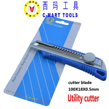 

C-mart tools Quick-Change Box Cutter Knife Plastic Utility Knife with High Carbon Steel Retractable Spare Blades A0001