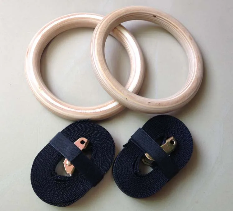 

Procircle Wood Gymnastic Rings Gym Rings with Adjustable Long Buckles Straps Workout For Home Gym & Cross Fitness