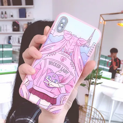 SAM S10 plus милый Сейлор Мун чехол для телефона для samsung Galaxy S10/S10e/S9 plus/S9/S8 розовая девушка мягкая задняя крышка Капа Coque - Цвет: As shown in