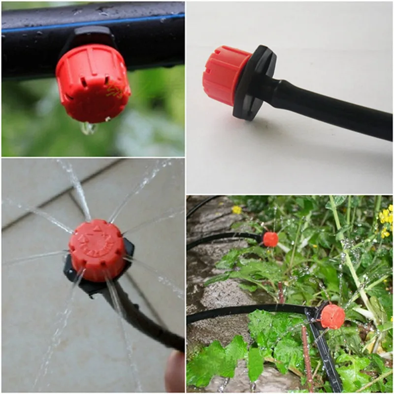 Good Quality 100X Adjustable Micro Drip Irrigation Watering Anti-clogging Emitter Dripper Red Garden Supplies