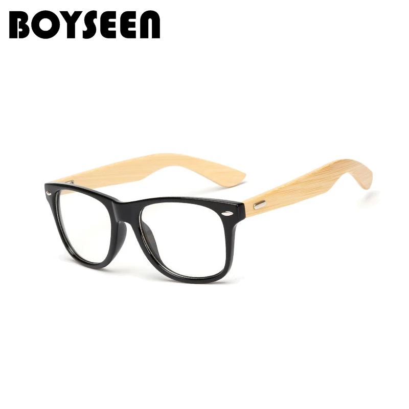 BOYSEEN, винтажные Ретро очки с заклепками, оправа для мужчин и женщин, бамбуковые, деревянные, для близорукости, по рецепту, оптические очки, оправа с прозрачными линзами