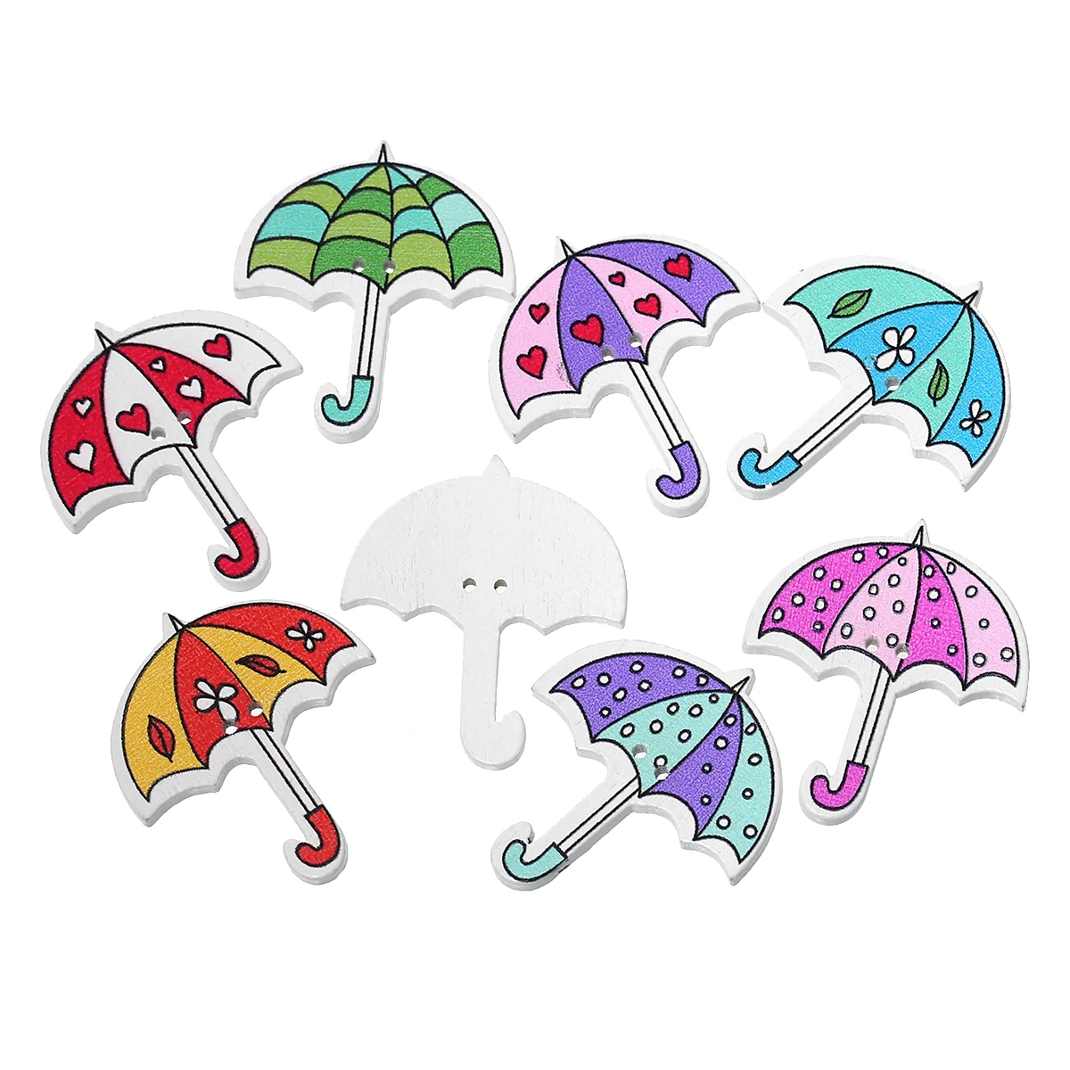 

Wood Sewing Button Scrapbooking Umbrella At Random Two Holes 3.5cm(1 3/8")x 3cm(1 1/8"),8 PCs