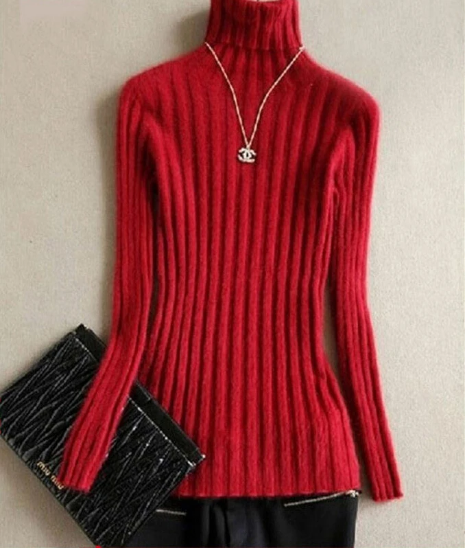 Top Fashion Hot Sell Real Mink Cashmere Pullovers Genuine Fur Sweaters Turtleneck Casual Coat TBFP873 | Женская одежда