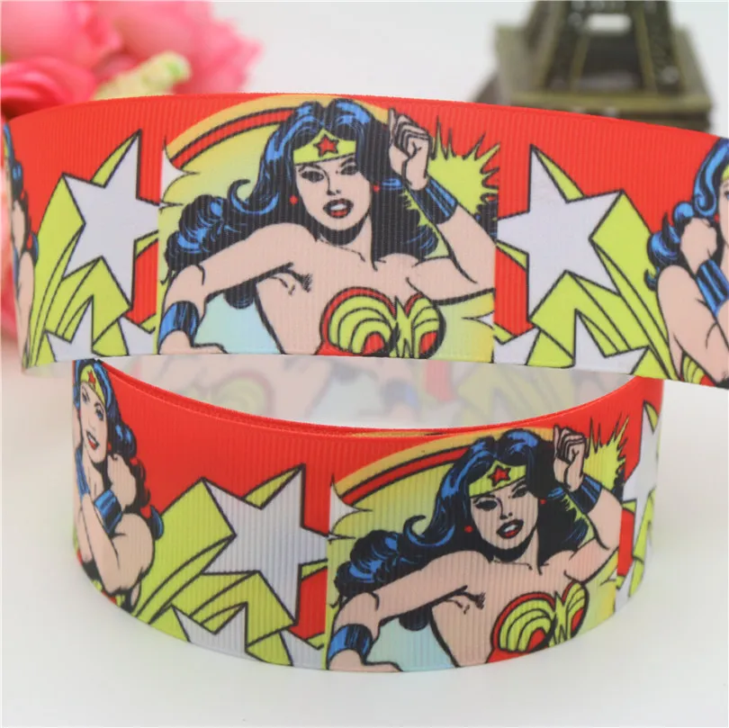 DHK 1,5 '' wonder woman напечатанные головные уборы с бабочкой для волос лук diy вечерние украшения OEM 38 мм B1542