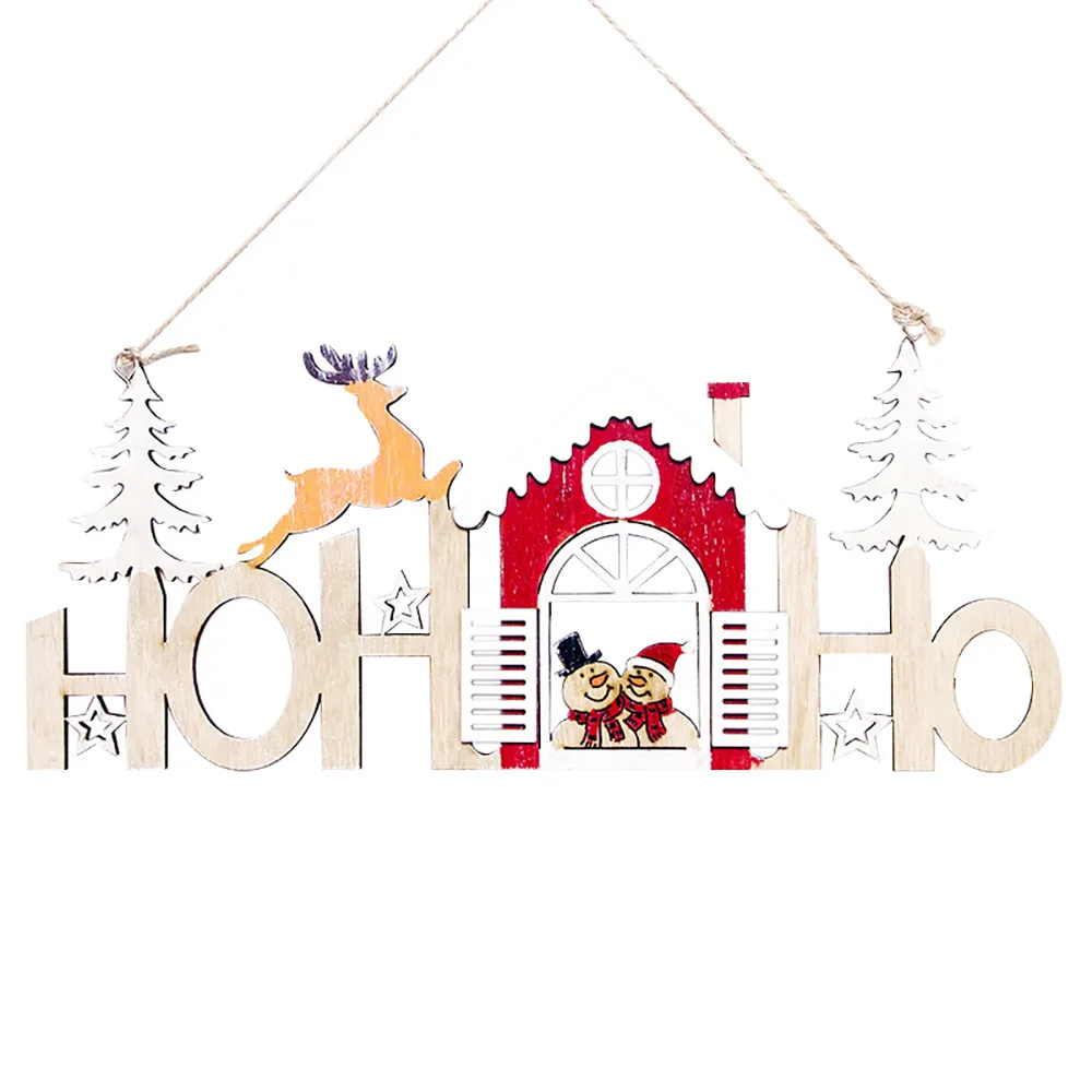 Новогодняя и Рождественская деревянная тарелка со снеговиком полая, подвесная на дверь деревянная подвеска Рождественский Декор noel natale natal kerst navidad