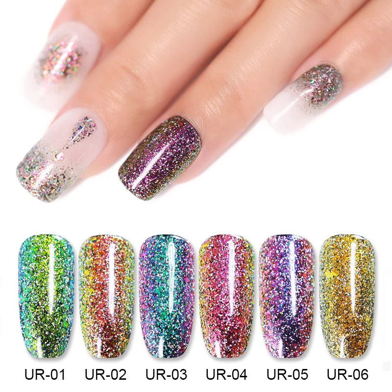 UR SUGAR 5ml Chameleon Holographic Gel Polish Starry Sparkle Glitter Soak Off UV Gel Varnish Nail Art Lacquer