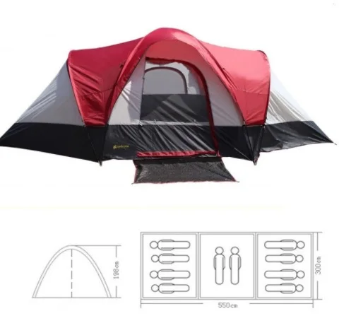 

2016 On sale ultralarge 8-10 person 2 bedroom 1 living room 2 layer waterproof party family beach fishing outdoor camping tent