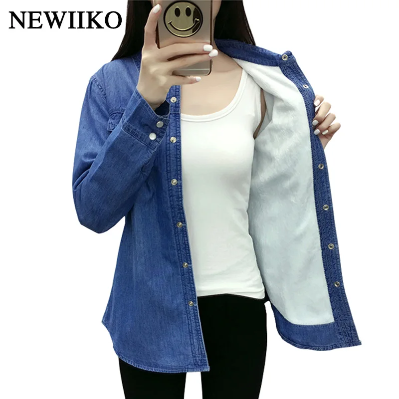 

New Autumn winter shirts women cotton flannelette long sleeve blouse Denim shirt casual flannel tops plus size