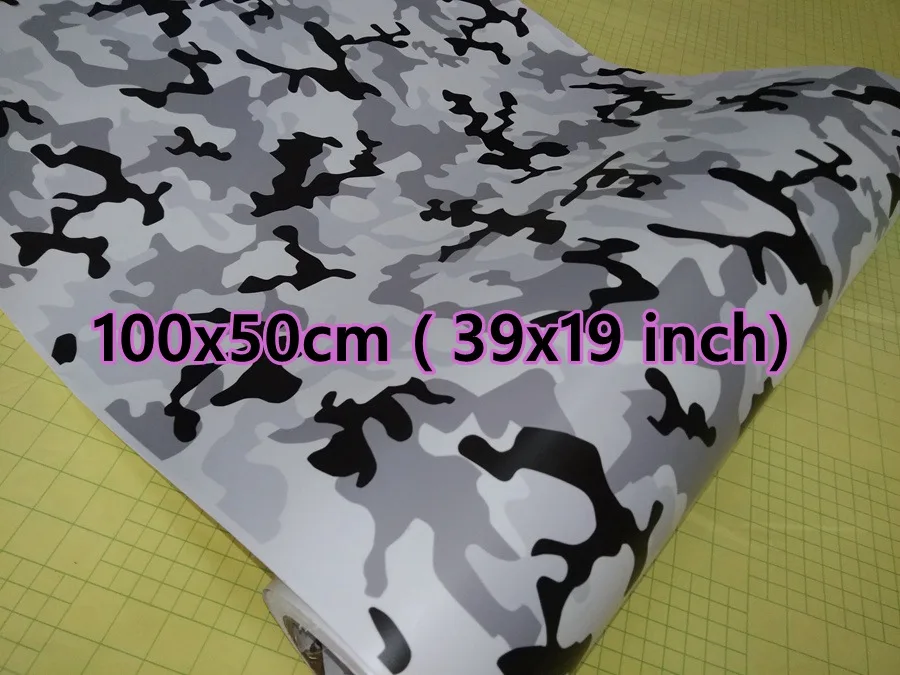 BLACK WHITE GREY SNOW CAMO VINYL CAR WRAPPING FILM STICKER (5) - 