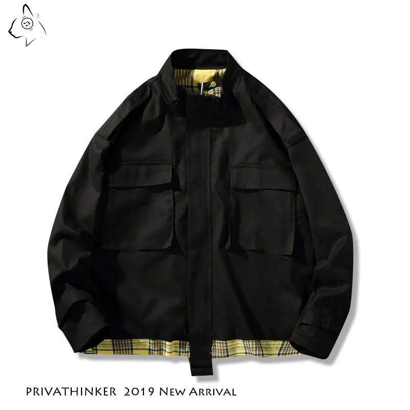 Privathinker Man Patchwork 2019 Casual Jackets Mens Safari Style Black Streetwear Jackets Male Autumn Hip Hop Jackets Plus Size