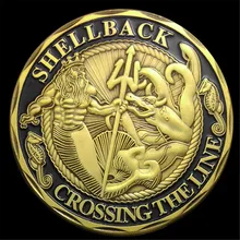 NEW The US Navy Shellback Crossing the Line Sailor Commemorative Challenge Coin Gift, Gold plated coins free shipping 15PCS/Lot crossing the date line