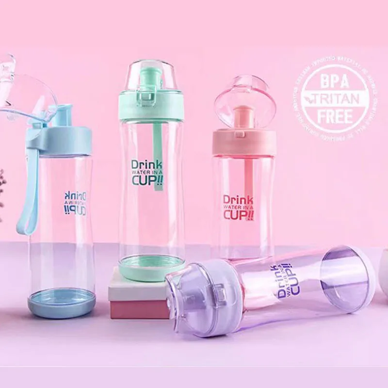 

GZFUQUAN New Type 450ml BPA Free Leak Proof Atraw Sports Water Cup Bottle High Quality Tour Hiking Portable Bottles