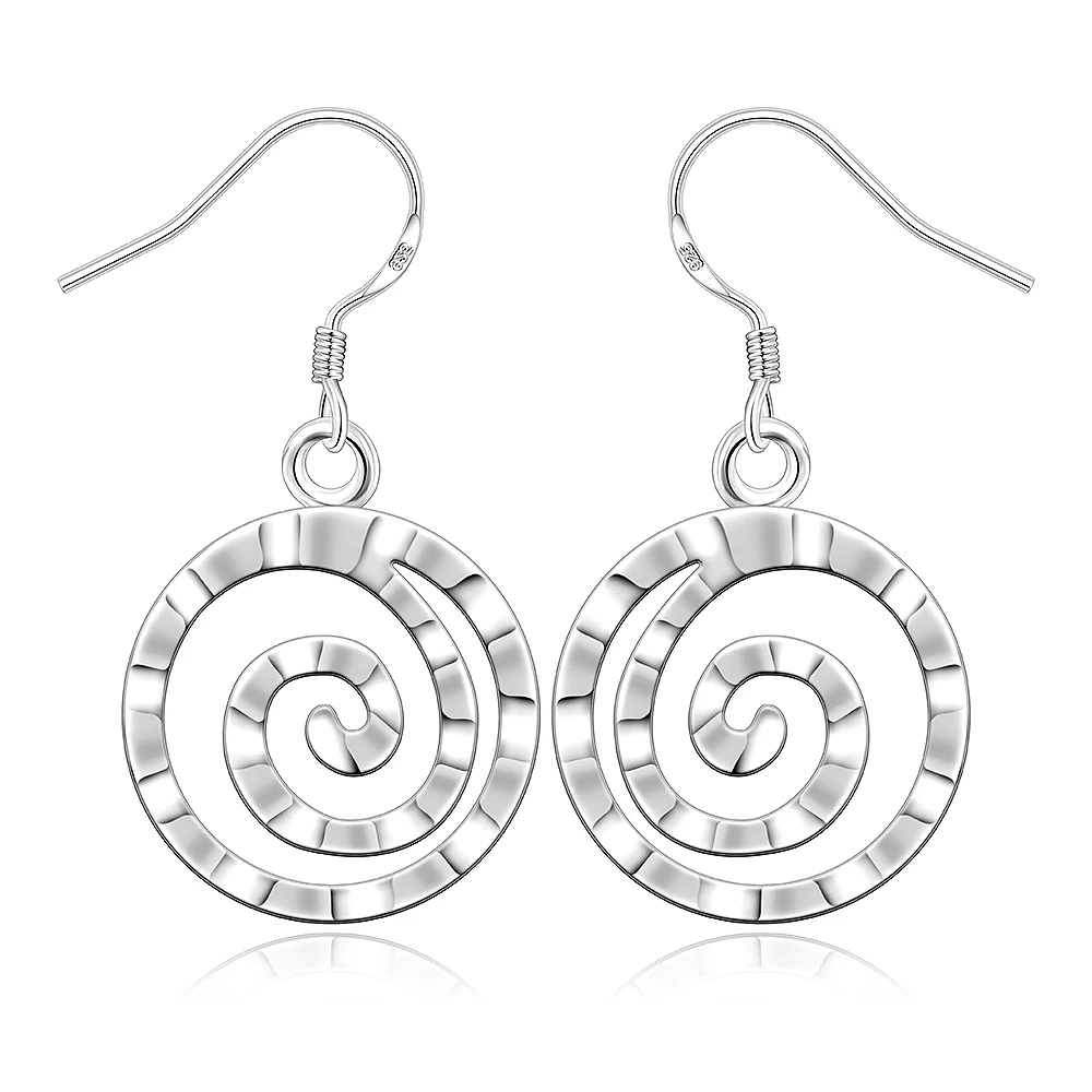Delicate Zircon Silver Plated Womens Round Dangle Earrings Jewelry FH8697-8701 