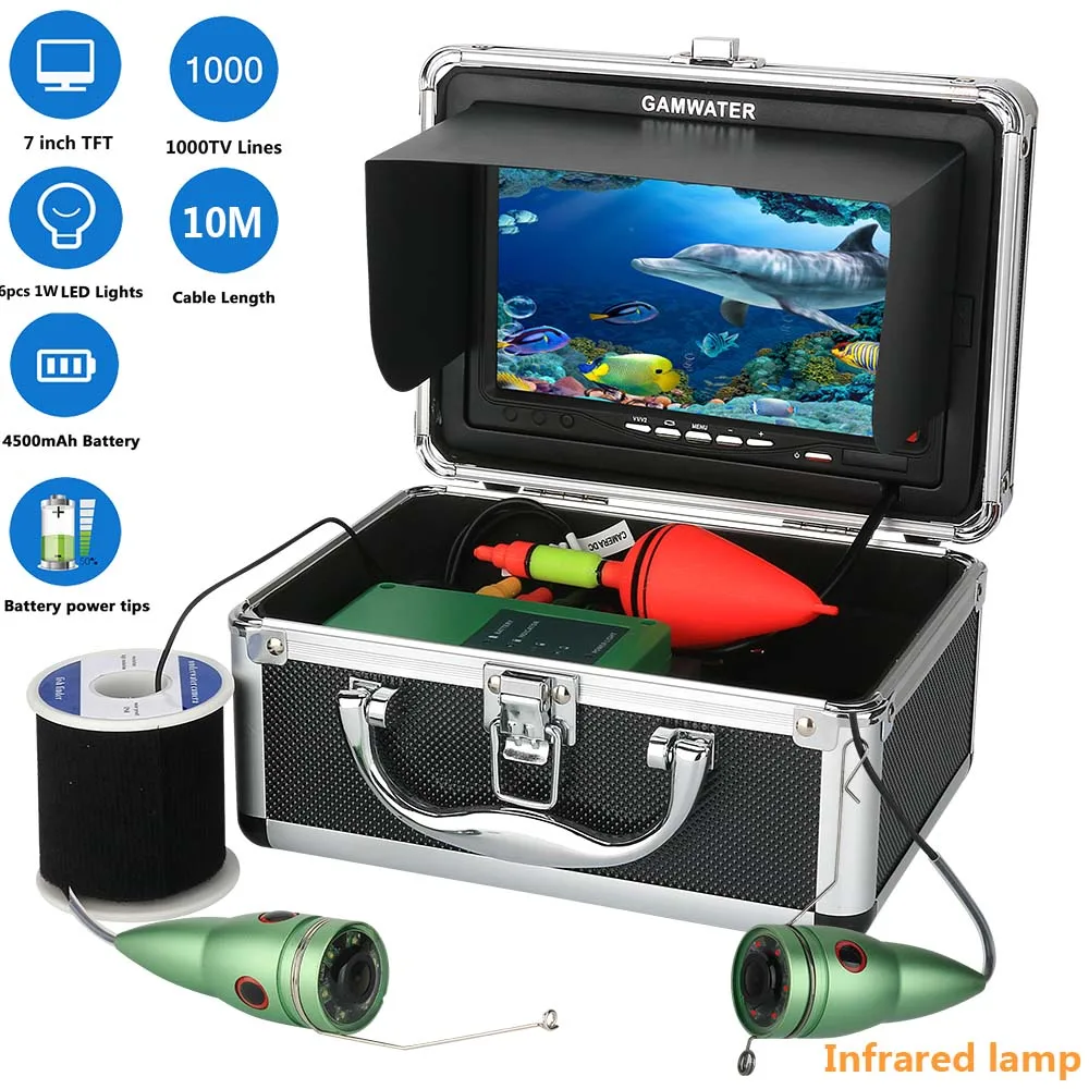 GAMWATER " дюймовый цветной монитор 15 м 20 м 30 м 1000tvl комплект для подводной рыбалки видеокамера 6 шт инфракрасная лампа - Цвет: IR LED 10M Cable