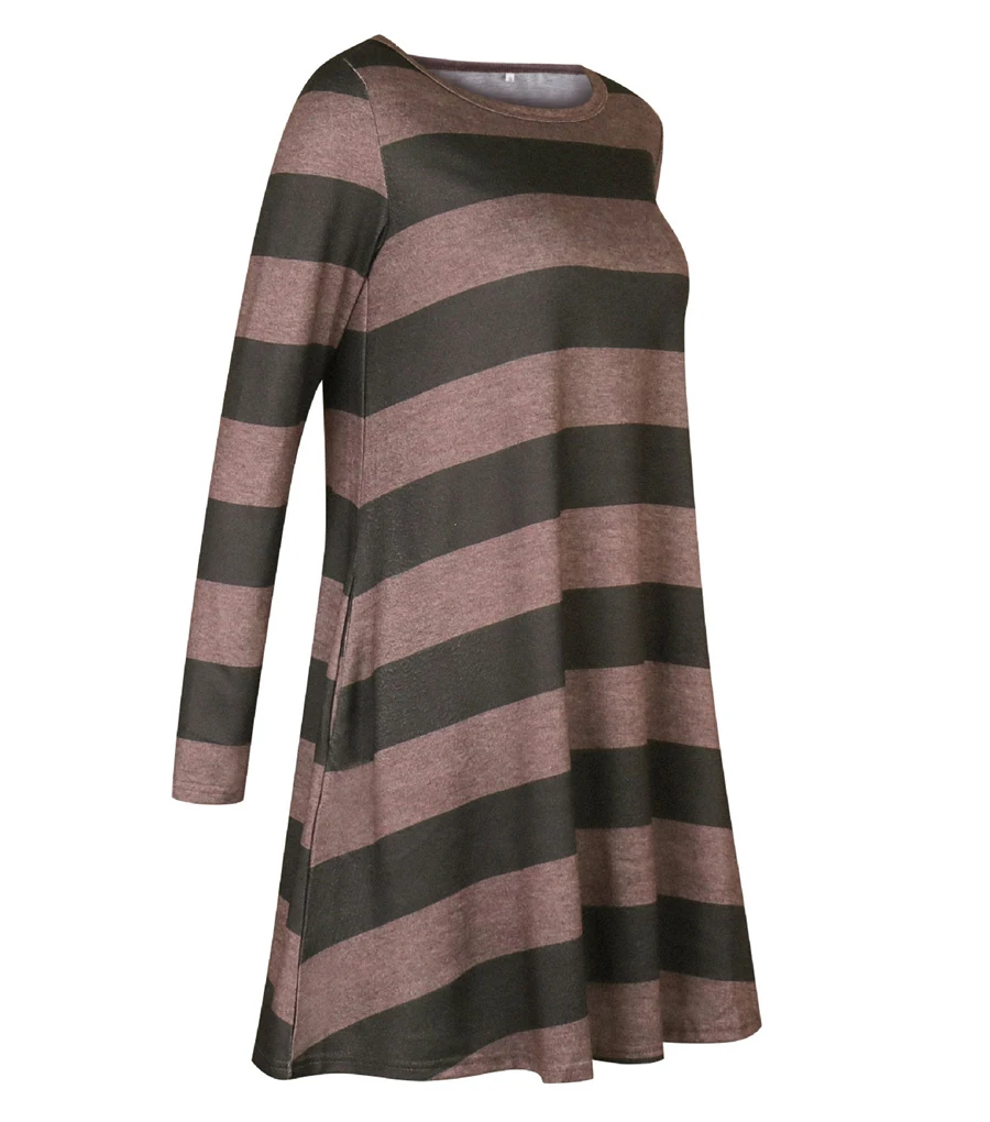 Gladiolus Autumn Winter Women Dress O-Neck Long Sleeve Striped Loose Casual Midi Dress Vestidos Verano 2018 Vestido Sundress (28)