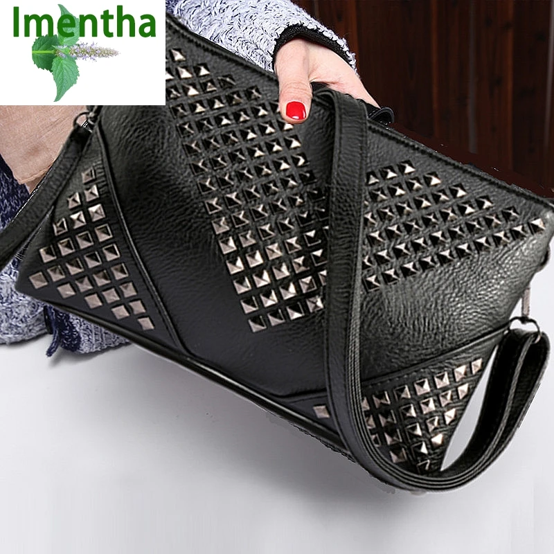 Женские кожаные сумки с заклепками черные на плечо 2017|crossbody bags for women|shoulder bagsbags women |