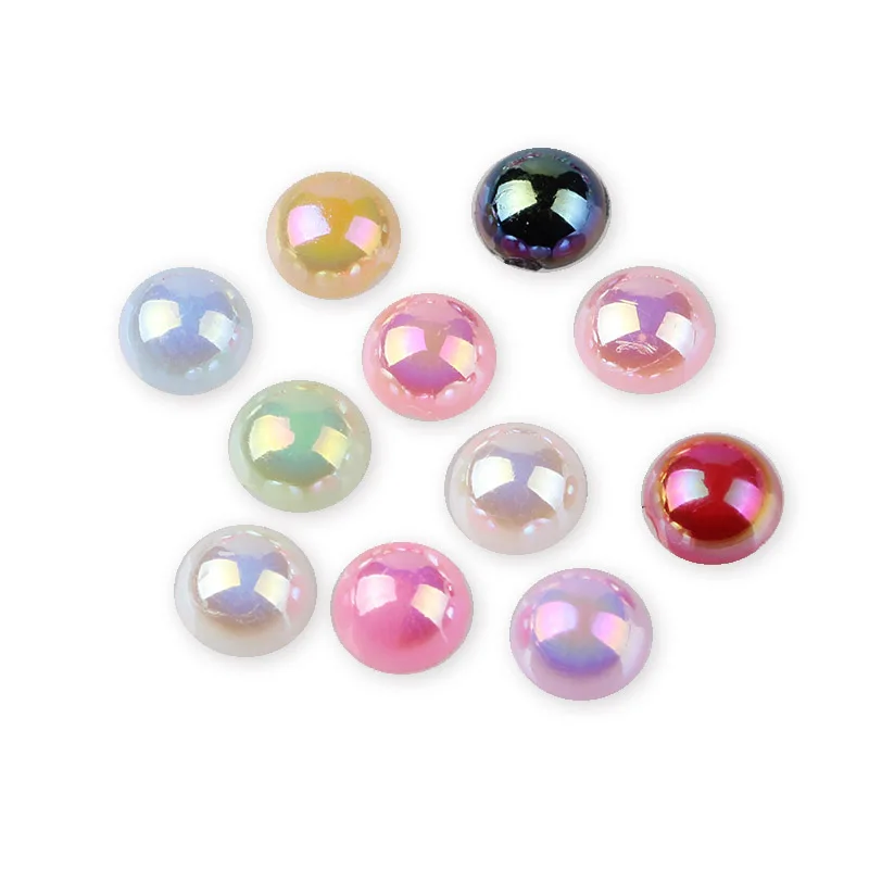 

Shining Colorful AB Half Round Pearl Imitation ABS Flat Back Pearl For Nail Art Jewelry Accessory 2mm 3mm 4mm 5mm 6mm 8mm 10mm