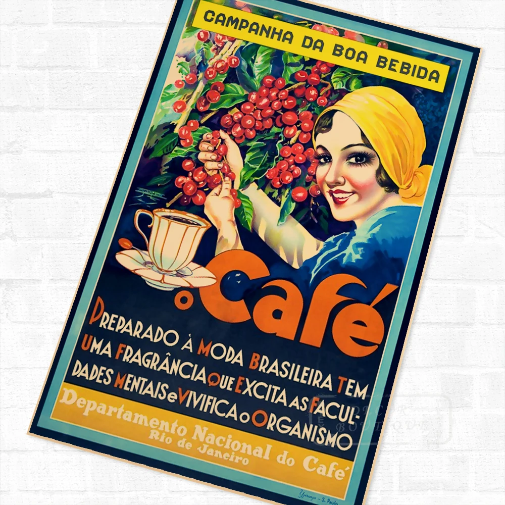 Cafe, Rio de Janeiro Advertising Design Poster Vintage Retro Decorative DIY Wall Stickers Home Posters Art Bar Decor Cafe, Rio de Janeiro Advertising Design Poster Vintage Retro Decorative DIY Wall Stickers Home Posters Art Bar Decor