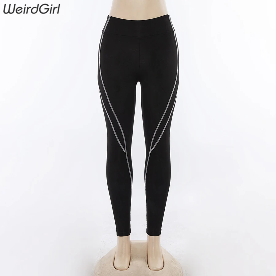 Weirdgirl, леггинсы для фитнеса,, сексуальные женские черные штаны, спортивная одежда, cascul, модные, с высокой талией, в полоску, для тренировок, стрейчевые, длиной до щиколотки