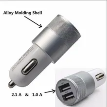 High Quality Smart Car Charger 12v 24v 2.1A 1.0A Aluminium Dual Usb 2-port USB Universal Car-Charger Adapter for Phone Tablet PC