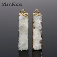 Mankuu прямоугольная Друза подвески позолота натуральный драгоценный камень подвески маленький белый кристалл Кластерные Подвески для изготовления ювелирных изделий