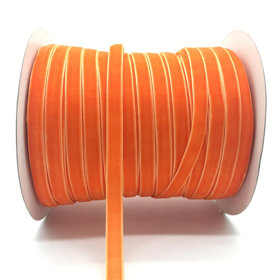 

5yards/lot 3/8" 10mm Orange Soft Comfortable Velvet Ribbon Headband Clips Bow Wedding Christmas Decoration