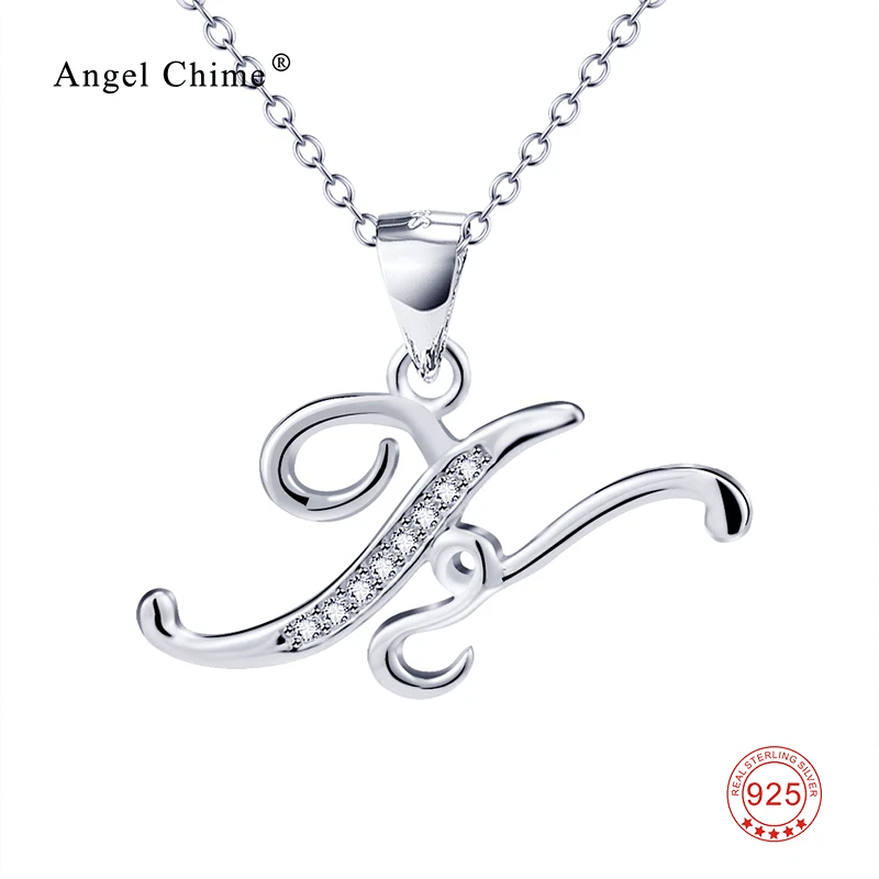 925 Sterling Silver Fashion Crystal Letter K Statement Pendants