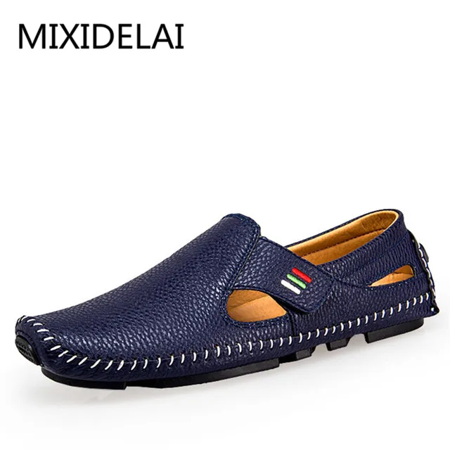 MIXIDELAI Fashion Moccasins For Men Loafers Summer Walking Breathable Casual Shoes Men Hook&loop Driving Boats Men Shoes Flats 1