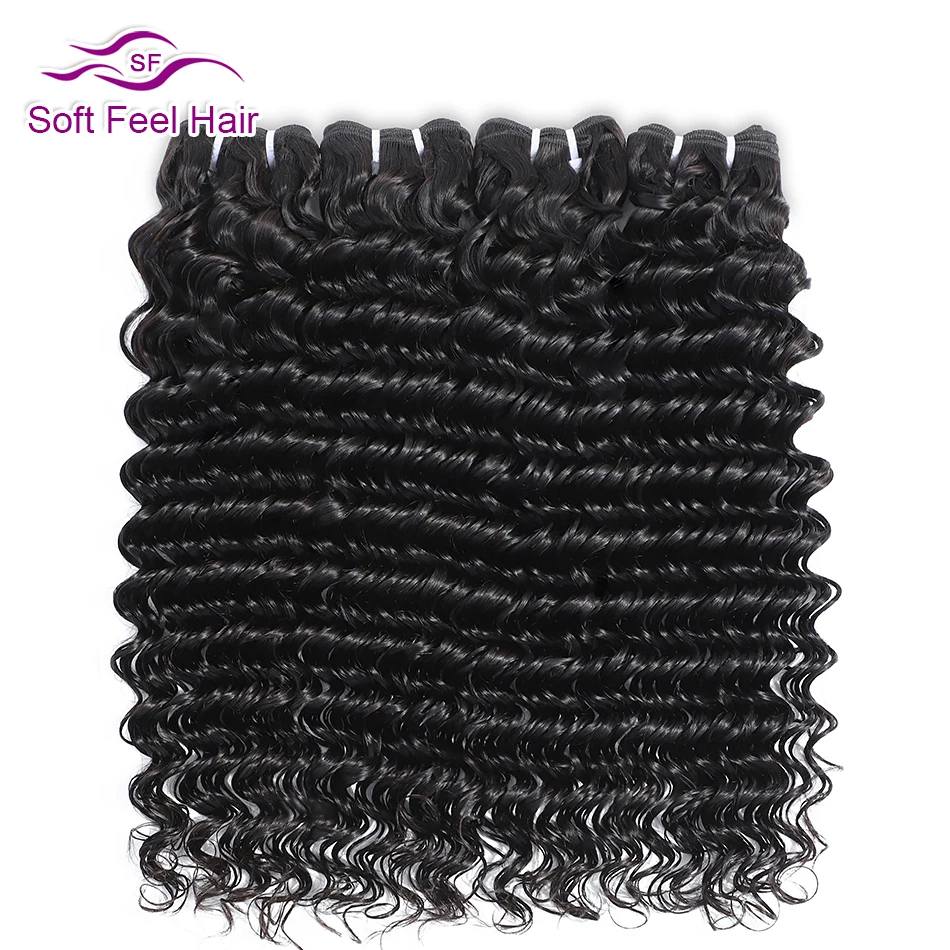 

Brazilian Deep Wave 4 Bundles Deals 100% Remy Human Hair Extensions Soft Feel Hair Weave Natural Color 4 Pcs/Lot Free Shipping