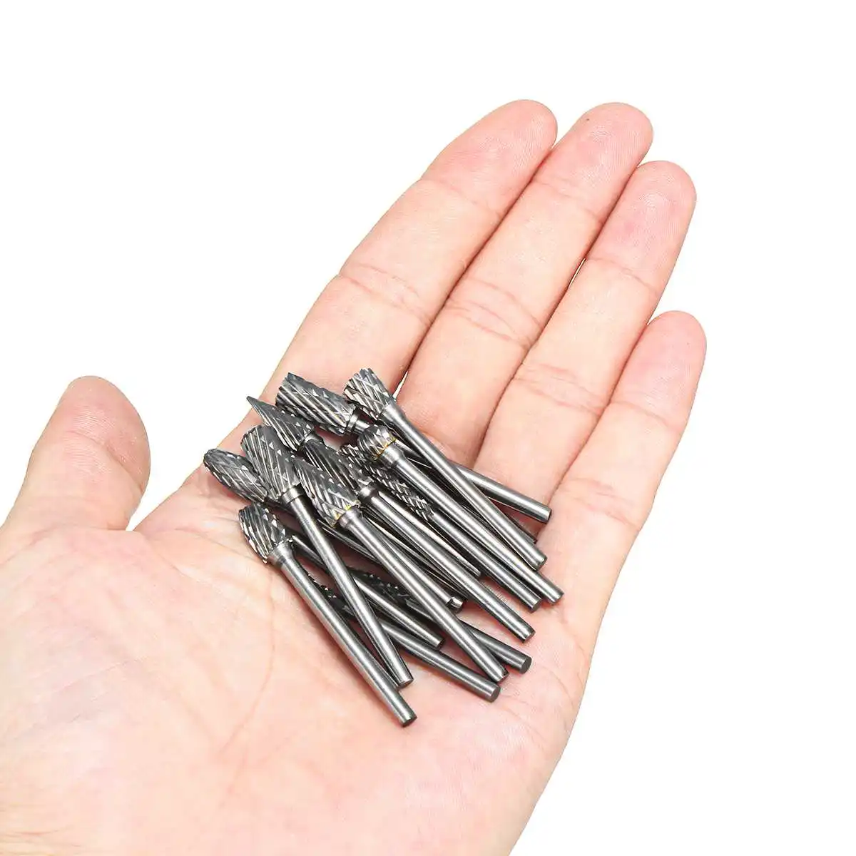 20Pcs Carbide Rotary Rasp Burrs Drill Bit Tungsten Steel Double Cut Files Grinder Shank Electric Grinder Replacement Accessories