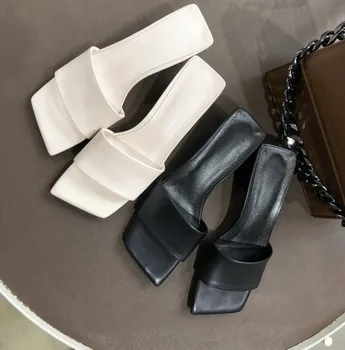 

MLJUESE 2019 women slippers Soft Cow leather beige color summer Rome style peep toe beaches low heel sandals party size 34-40