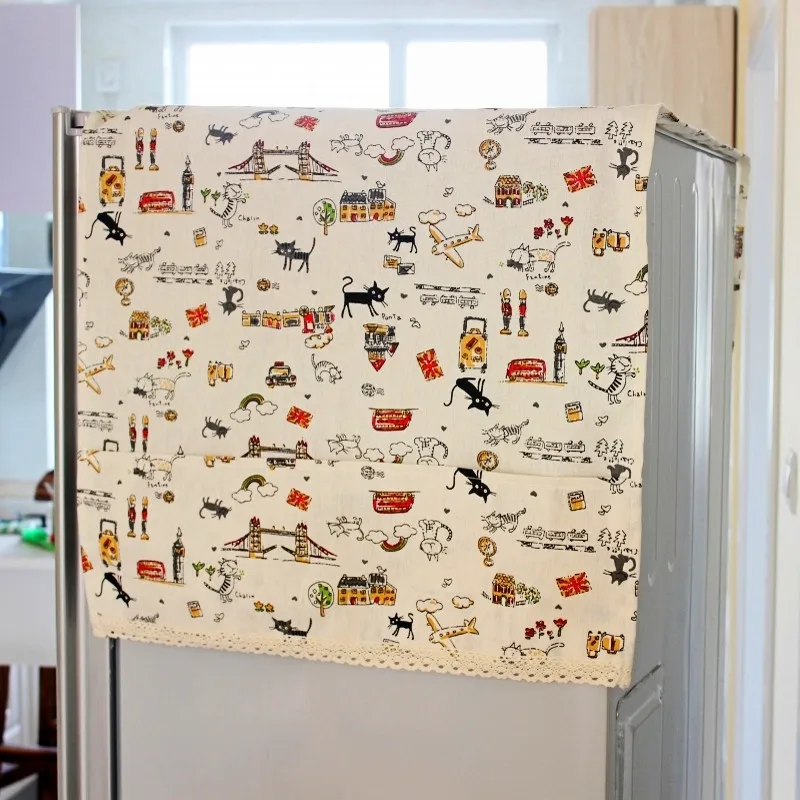 1 шт. модный мультяшный холодильник хлопок и лен пылезащитный чехол деревенский, ткань, искусство пылезащитный чехол многоцветная Опционная Пылезащитная ткань