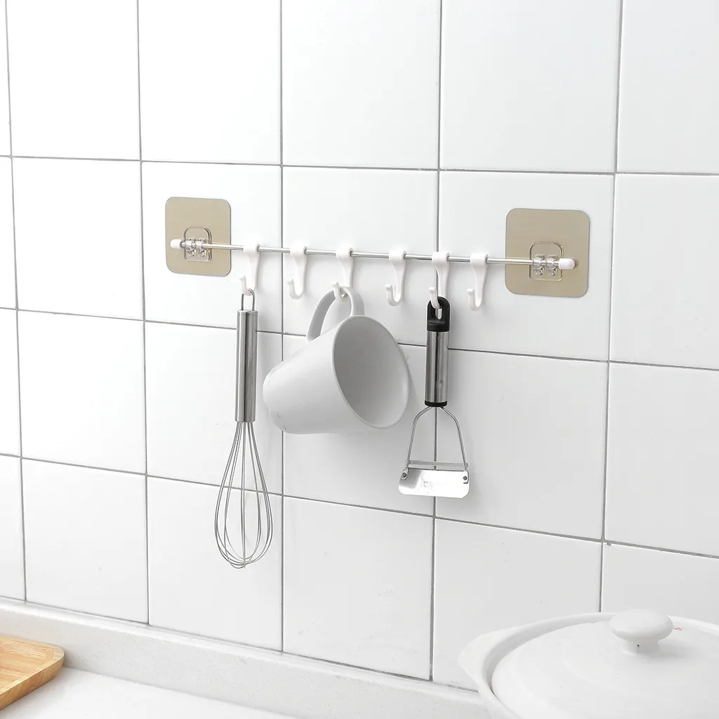 

Kitchen Storage Rack Utensils Bathroom Rack Holder Ceiling Wall Cabinet Hanging Rod Storage Organizer Caja Organizadora