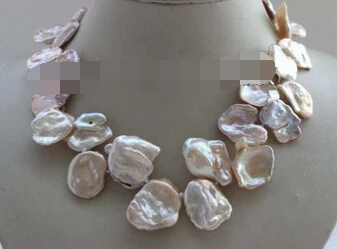 

xiuli 002793 17.5" Genuine Natural Pink Reborn Keshi Petal Pearl Necklace 14KGP