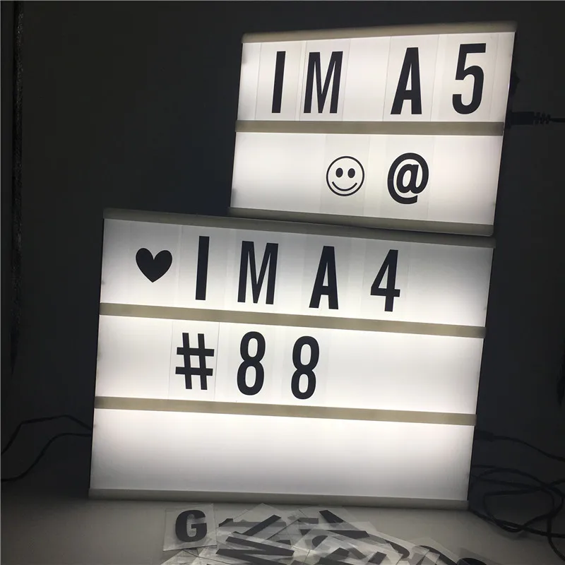 Кинематографический светодиодный ночник размера A4 A6, светодиодный комбинированный светильник, коробка для поделок, ящик для сообщений, светильник s с черными буквами алфавита, светильник для карт