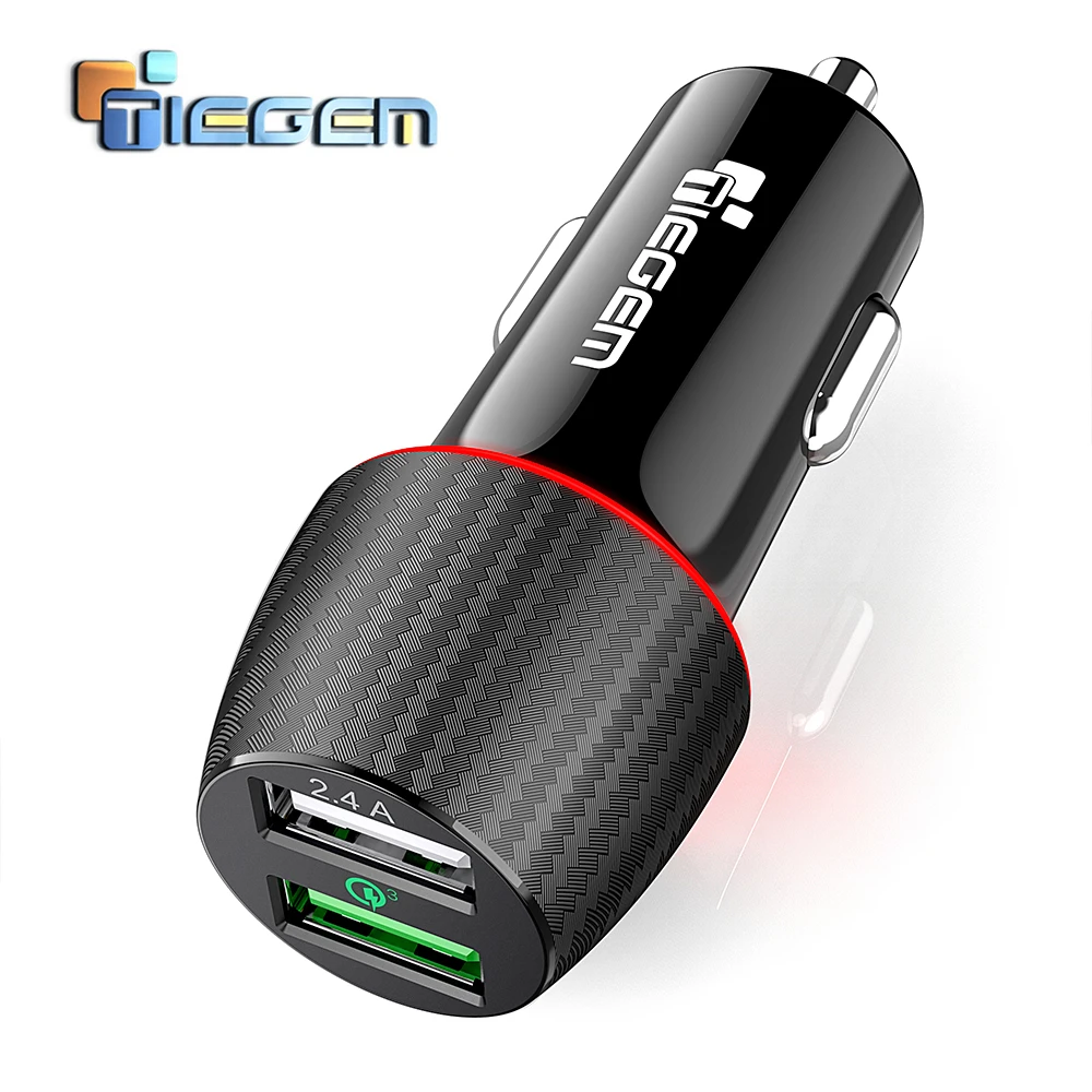 Tiegem Quick Charge 3.0 Dual USB Автомобильное Зарядное устройство 30 Вт Универсальное зарядное