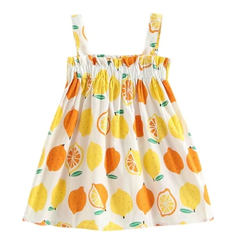 

Summer Toddler Baby Girls Cute Lemon Print Dress Infant Children's Sleeveless Halter Strap Princess Dresses Outfits 12M-5Y A20