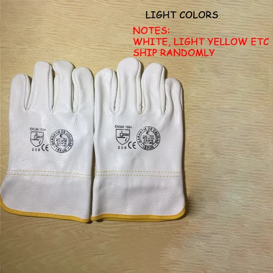 1 пара рабочих перчаток из воловьей кожи, сварочные перчатки, защитные садовые спортивные износостойкие перчатки, Новинка - Цвет: light color