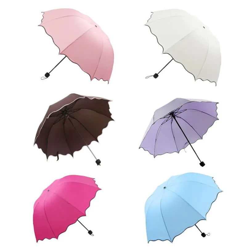 Складывающийся зонтик с оборками и листьями лотоса, купол принцессы, водонепроницаемый зонтик от Солнца/дождя для женщин 7,3